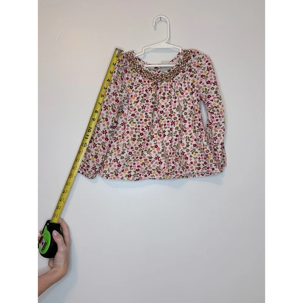 Old Navy‎ Girls Floral Smocked Long Sleeve Blouse Pink Yellow 4T